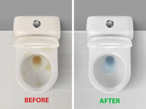 Vector 3d Realistic Clean and Dirty White Ceramic Toilet in the Bathroom, Toilet Stock-Illustration