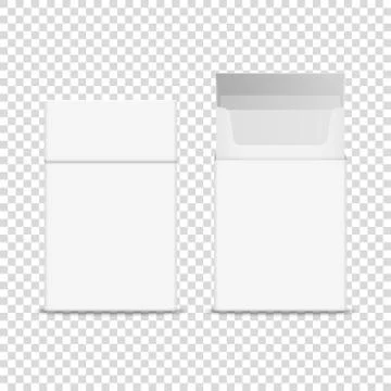 Vector 3d Realistic Closed and Opened Clear Blank Empt Cigarette Pack Box Icon Stock Illustration
