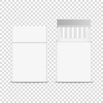 Vector 3d Realistic Closed and Opened Clear Blank Cigarette Pack Box Icon Set Stock Illustration