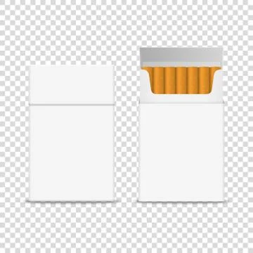 Vector 3d Realistic Closed and Opened Clear Blank Cigarette Pack Box Icon Set Stock Illustration