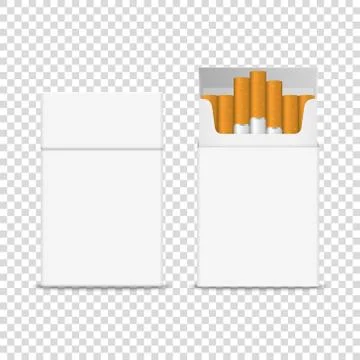 Vector 3d Realistic Closed and Opened Clear Blank Empty with Cigarettes Pack Box Stock Illustration