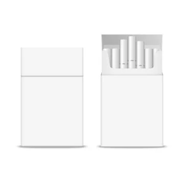 Vector 3d Realistic Closed and Opened Clear Blank Empty with Cigarettes Pack Box Stock Illustration