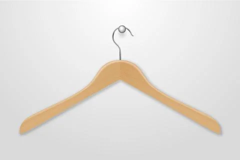 Vector 3d Realistic Clothes Coat Wooden Textured Hanger Icon Closeup Isolated on Stock Illustration