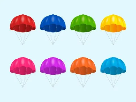 Vector 3d Realistic Colored Parachute Icon Set Isolated. Design Template for 스톡 일러스트