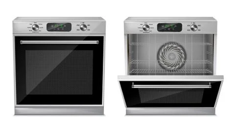 Vector 3d realistic compact built-in oven Stock Illustration