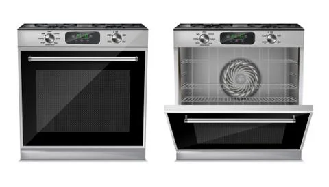 Vector 3d realistic compact oven, gas stove Stock Illustration