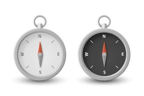 Vector 3d Realistic Compass Icon Set. Minimalistic Compass Illustration with Stock Illustration