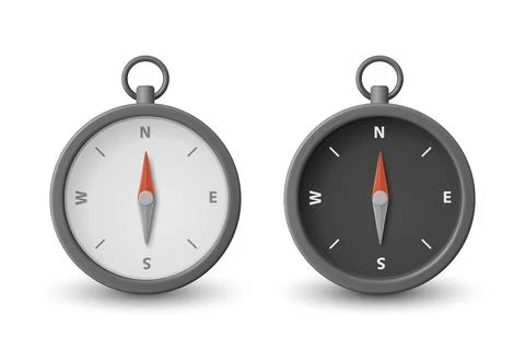 Vector 3d Realistic Compass Icon Set. Minimalistic Compass Illustration with Stock Illustration