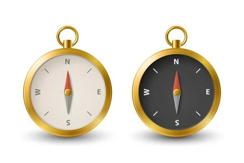 Vector 3d Realistic Compass Icon Set. Minimalistic Compass Illustration with Illustrazione stock