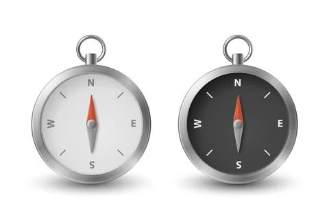 Vector 3d Realistic Compass Icon Set. Minimalistic Compass Illustration with Illustrazione stock