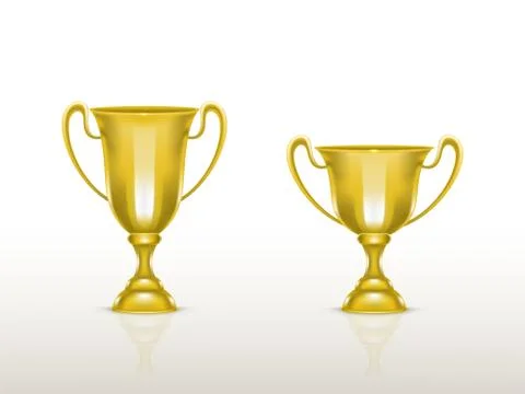 Vector 3d realistic cup, golden trophy, goblet Stockillustratie