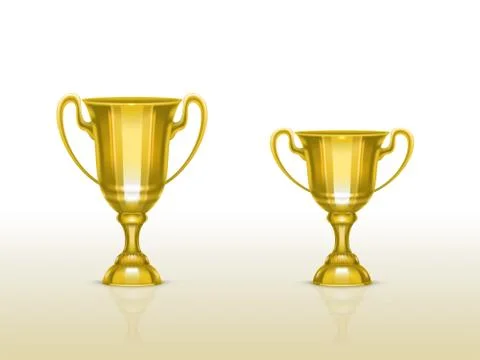 Vector 3d realistic cup, golden trophy, goblet Stockillustratie