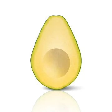 Vector 3d Realistic Cut Half Seedless Avocado Closeup Isolated on White Stock Illustration