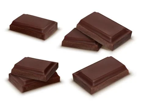 Vector 3d realistic dark chocolate bars, pieces Stock-Illustration