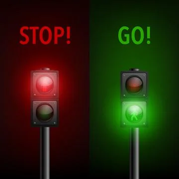 Vector 3d Realistic Detailed Road Traffic Lights Icon Set Isolated. Safety Rules Illustrazione stock