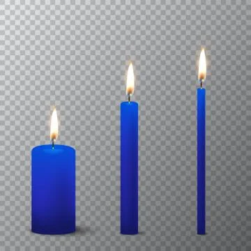 Vector 3d realistic different blue paraffin or wax burning party candle icon set Stock-Illustration