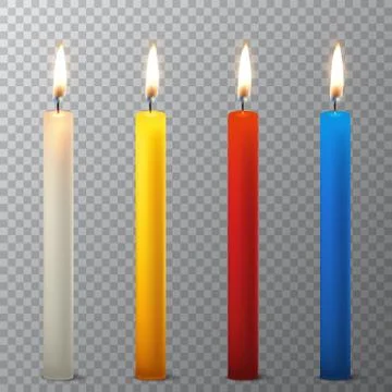 Vector 3d realistic different paraffin or wax burning party candle icon set Stock-Illustration