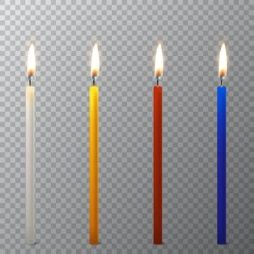 Vector 3d realistic different paraffin or wax burning party candle icon set 스톡 일러스트