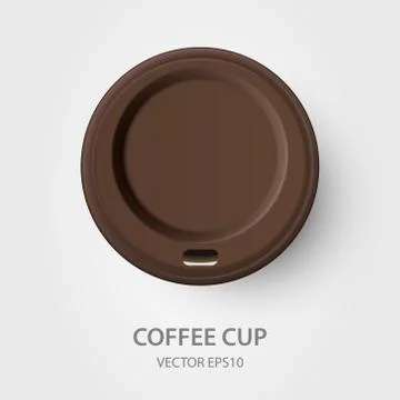 Vector 3d Realistic Disposable Closed Paper, Plastic Coffee Cup for Drinks with Illustrazione stock