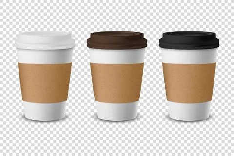 Vector 3d Realistic Disposable Closed Paper, Plastic Coffee Cup for Drinks with Stock Illustration