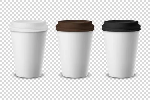 Vector 3d Realistic Disposable Closed Paper, Plastic Coffee Cup for Drinks with 스톡 일러스트