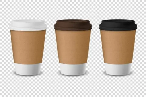 Vector 3d Realistic Disposable Closed Paper, Plastic Coffee Cup for Drinks with Ilustración de archivo
