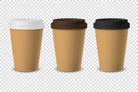 Vector 3d Realistic Disposable Closed Paper, Plastic Coffee Cup for Drinks with Stock-Illustration