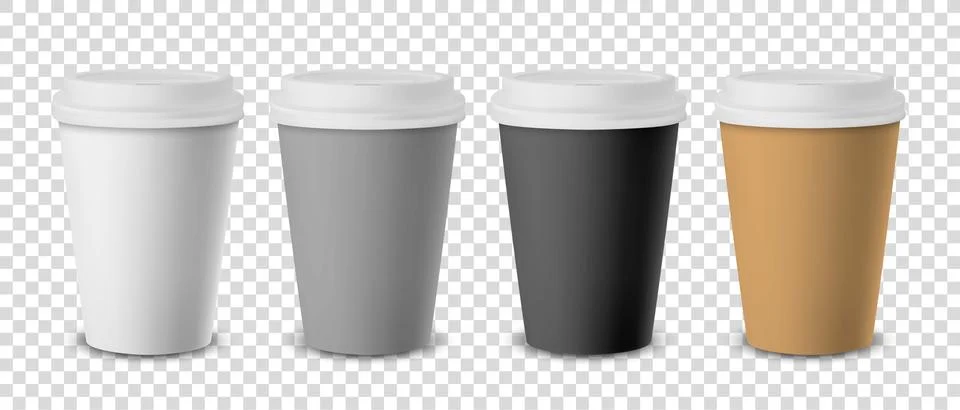 Vector 3d Realistic Disposable Closed Paper, Plastic Coffee Cup for Drinks with 스톡 일러스트