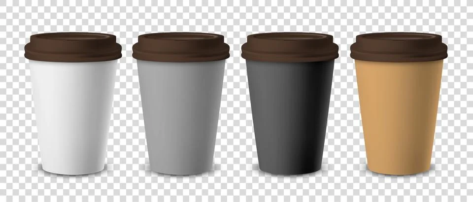 Vector 3d Realistic Disposable Closed Paper, Plastic Coffee Cup for Drinks with Stock Illustration