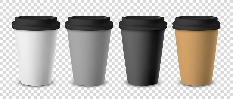 Vector 3d Realistic Disposable Closed Paper, Plastic Coffee Cup for Drinks with 스톡 일러스트