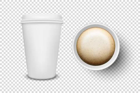 Vector 3d Realistic Disposable Opened Paper, Plastic Coffee Cup for Drinks Icon Illustrazione stock