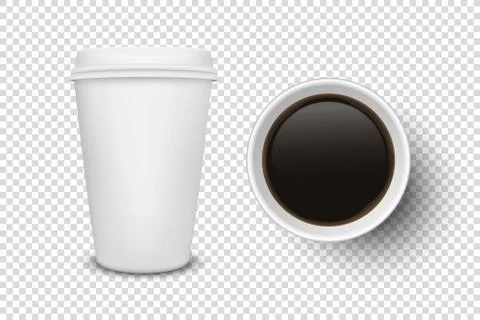 Vector 3d Realistic Disposable Opened Paper, Plastic Coffee Cup for Drinks Icon Illustrazione stock
