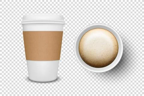 Vector 3d Realistic Disposable Opened Paper, Plastic Coffee Cup for Drinks Icon Stock Illustration
