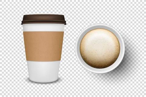 Vector 3d Realistic Disposable Opened Paper, Plastic Coffee Cup for Drinks Icon Ilustración de archivo