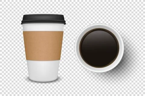 Vector 3d Realistic Disposable Opened Paper, Plastic Coffee Cup for Drinks Icon Stock Illustration