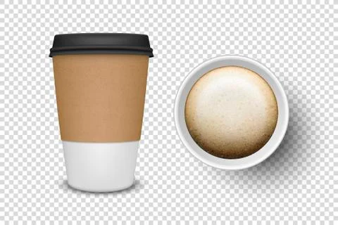 Vector 3d Realistic Disposable Opened Paper, Plastic Coffee Cup for Drinks Icon Stock Illustration