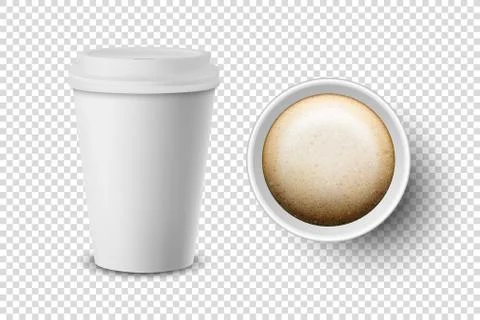 Vector 3d Realistic Disposable Opened Paper, Plastic Coffee Cup for Drinks Icon Illustrazione stock