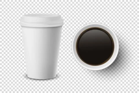 Vector 3d Realistic Disposable Opened Paper, Plastic Coffee Cup for Drinks Icon Stock Illustration