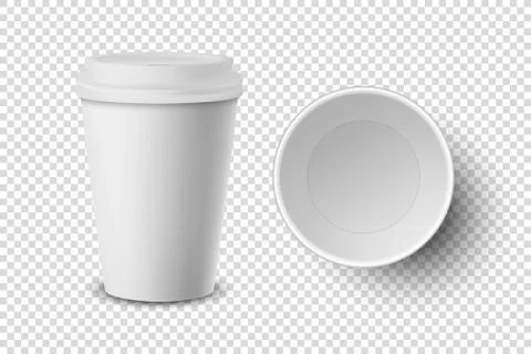 Vector 3d Realistic Disposable Opened Paper, Plastic Coffee Cup for Drinks Icon Stock Illustration