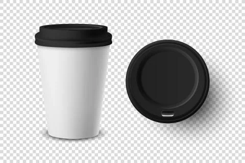Vector 3d Realistic Disposable Opened Paper, Plastic Coffee Cup for Drinks Icon Stock Illustration