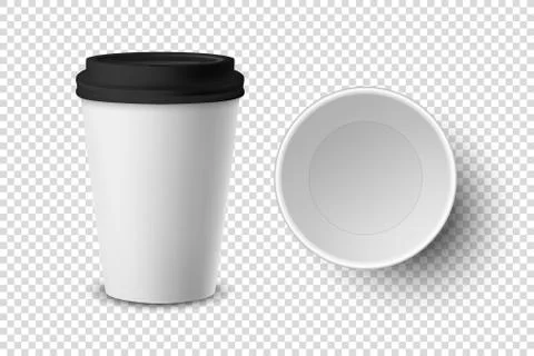 Vector 3d Realistic Disposable Opened Paper, Plastic Coffee Cup for Drinks Icon Stock Illustration