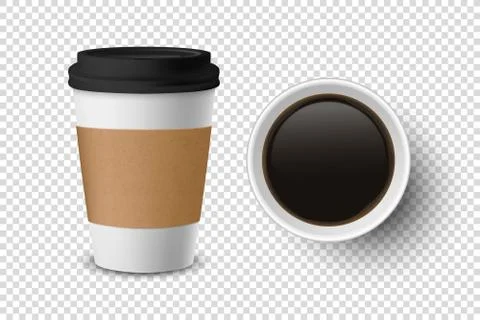 Vector 3d Realistic Disposable Opened Paper, Plastic Coffee Cup for Drinks Icon Stock Illustration