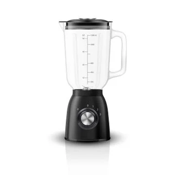 Vector 3d Realistic Electric Black Juicer Blender Appliance with Glass Container Stock Illustration