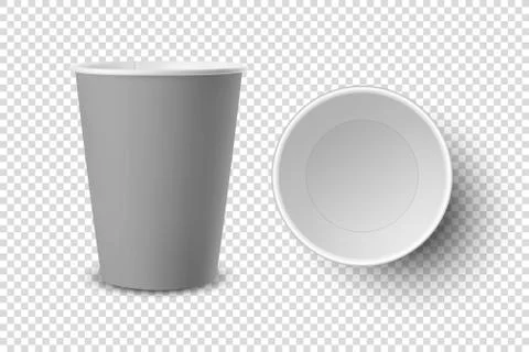 Vector 3d Realistic Empty Gray Disposable Opened Paper, Plastic Coffee Cup for 스톡 일러스트