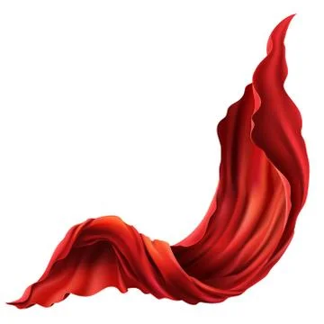 Vector 3d realistic flying, flowing red fabric Stock Illustration