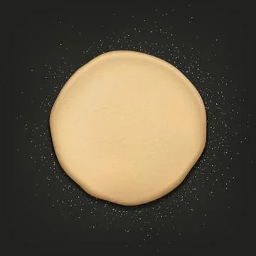 Vector 3d Realistic Fresh Raw Bread, Pizza Dough Rolled Dough Sheet, Pastry Stock Illustration
