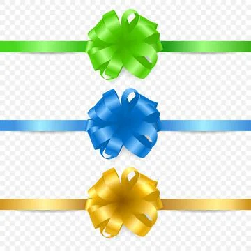 Vector 3d Realistic Gift Bow of Different Colors Icon Set Closeup Isolated Illustrazione stock