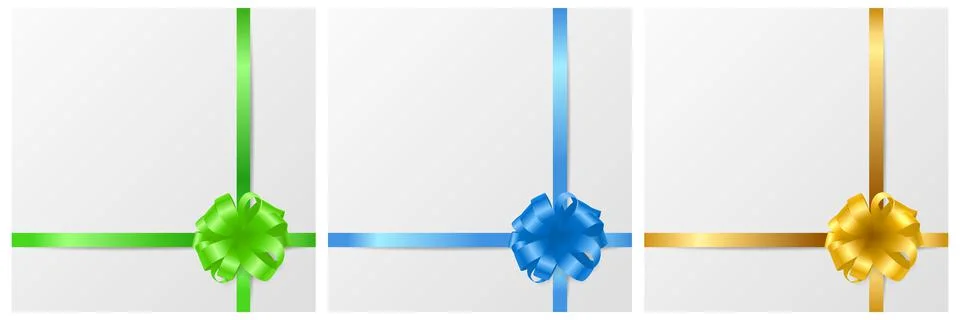 Vector 3d Realistic Gift Bow of Different Colors Icon Set Closeup Isolated Stock Illustration