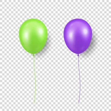 Vector 3d Realistic Glossy Metallic Green and Purple Balloon with Ribbon Icon Illustrazione stock