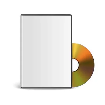 Vector 3d Realistic Golden CD, DVD with Plastic Cover, Envelope, Case Isolated Stock Illustration